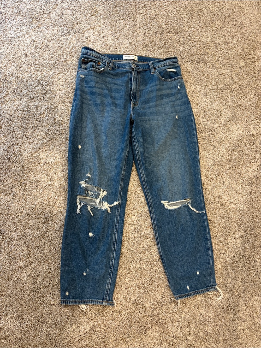 Abercrombie & Fitch Distressed Boyfriend Jeans - Dark Blue